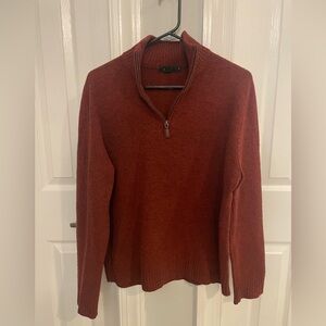J. Crew Lambs Wool Men's Brick Red Zip-Up Sweater